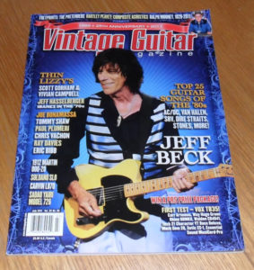 July 2011 issue of the American magazine, Vintage Guitar.  Each issue has a variety of articles about vintage and old guitars, guitar collecting, interviews, news and lots more.  Featured in this issue are Jeff Beck, Thin Lizzy, the top 25 guitar songs of the 80s and many other articles and features.  The magazine is in good condition, with some marking and wear to the cover and corners (see photo).  We will ship worldwide.. UK is only £2, Europe is £4, America and Canada £5..all other Countries please email for a quote.